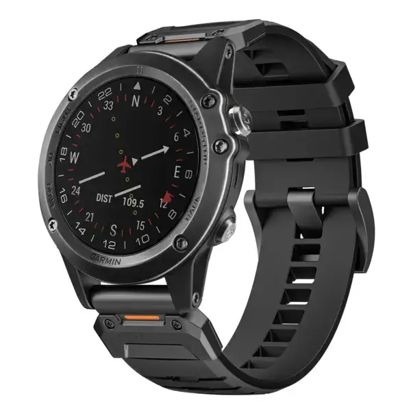 g.fk1.1 Main Obsidian StrapsCo Elite FKM Rubber QuickFit Watch Band Strap for Garmin D2 Bravo