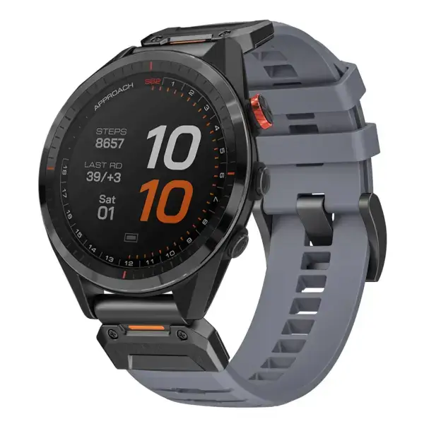g.fk1.7 Main Slate StrapsCo Elite FKM Rubber QuickFit Watch Band Strap for Garmin Approach S62