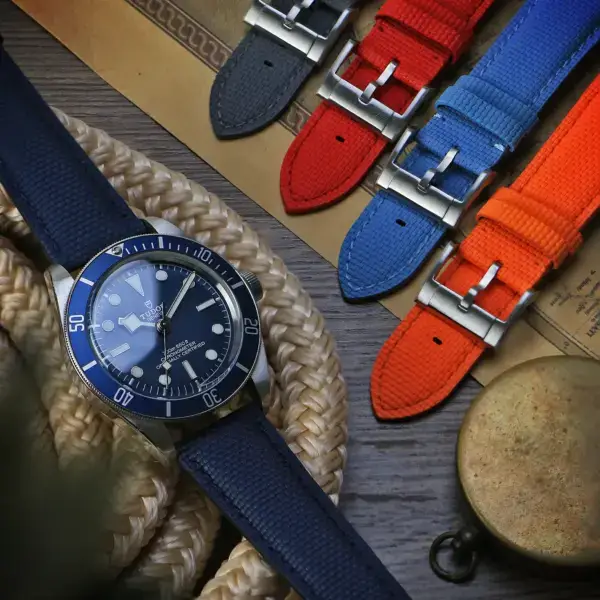 kd12 Flatlay DASSARI Offshore Sailcloth FKM Watch Band Strap 18mm 19mm 20mm 21mm 22mm