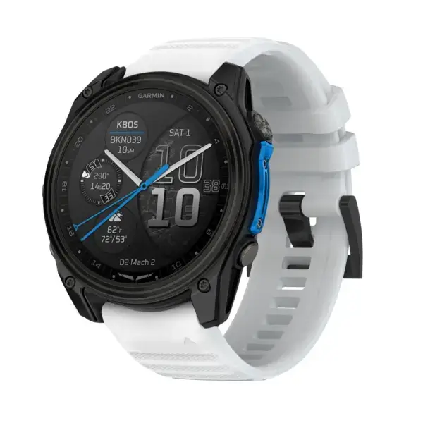 d2m2.g.r46.22 Main White StrapsCo Silicone Rubber Active Band QuickFit 26 Watch Band For Garmin D2 Mach 2 – 51mm