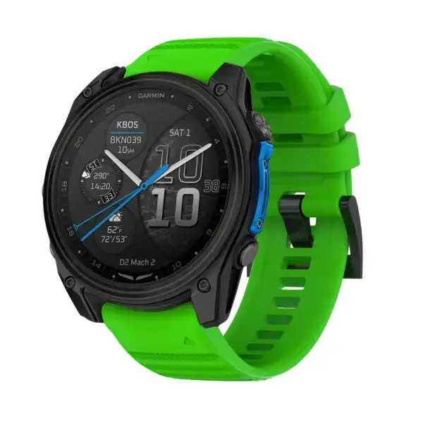 d2m2.g.r46.11 Main Green StrapsCo Silicone Rubber Active Band QuickFit 26 Watch Band For Garmin D2 Mach 2 – 51mm