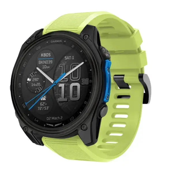 d2m2.g.r70.11 Main Lime Green StrapsCo Silicone Rubber Endurance Band QuickFit 26 Watch Band For Garmin D2 Mach 2 – 51mm