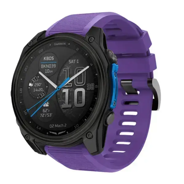 d2m2.g.r70.18 Main Purple StrapsCo Silicone Rubber Endurance Band QuickFit 26 Watch Band For Garmin D2 Mach 2 – 51mm