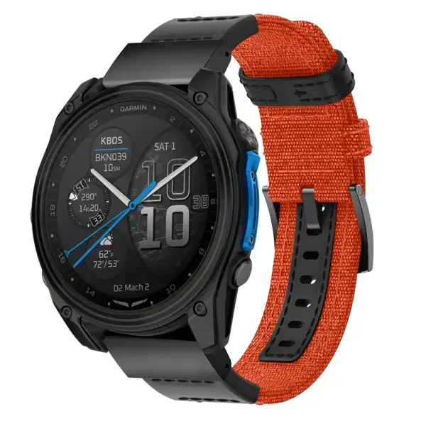 d2m2.g.ny1.13 Main Orange StrapsCo Rugged Canvas Band QuickFit 26 Watch Band For Garmin D2 Mach 2 – 51mm