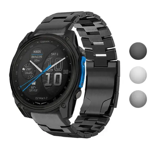 Vented Titanium Bracelet for Garmin D2 Mach 2, 51mm size. Sleek design with a modern look, perfect for enhancing your smartwatch style and comfort