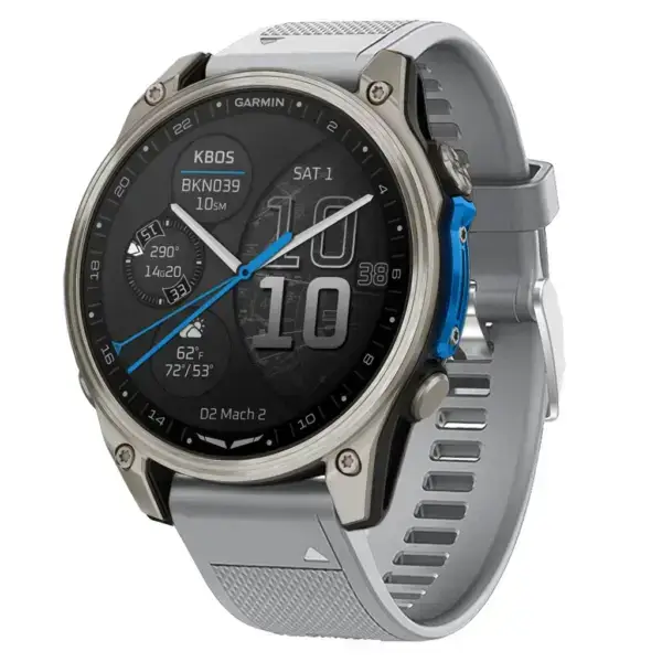 d2m2.g.r18.7 Main Grey Silicone Rubber Rugged Sport Strap QuickFit 22 Watch Band For Garmin D2 Mach 2 – 47mm