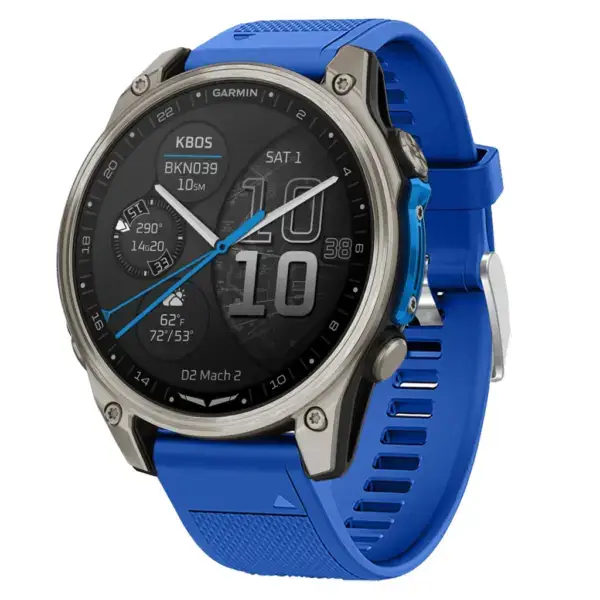 d2m2.g.r18.5 Main Royal Blue Silicone Rubber Rugged Sport Strap QuickFit 22 Watch Band For Garmin D2 Mach 2 – 47mm