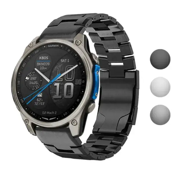 Vented Titanium Bracelet for Garmin D2 Mach 2 in 47mm size, featuring a sleek design and durable construction, available in multiple sizes for a perfect fit
