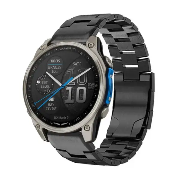 d2m2.g.m14.mb 22 Main Black Metal Vented Titanium Bracelet QuickFit 22 For Garmin D2 Mach 2 – 47mm