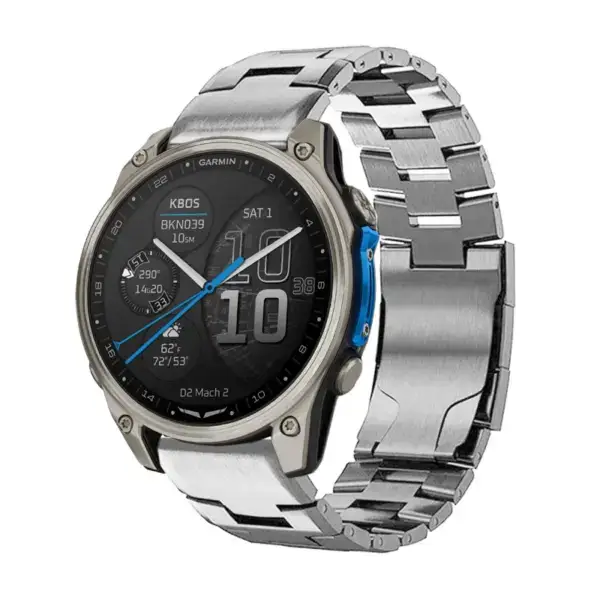 d2m2.g.m14.ss 22 Main Silver Metal Vented Titanium Bracelet QuickFit 22 For Garmin D2 Mach 2 – 47mm