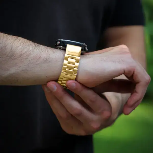 g.m11 Creative Oyster Style Bracelet For Garmin Fenix 6 Yellow Gold