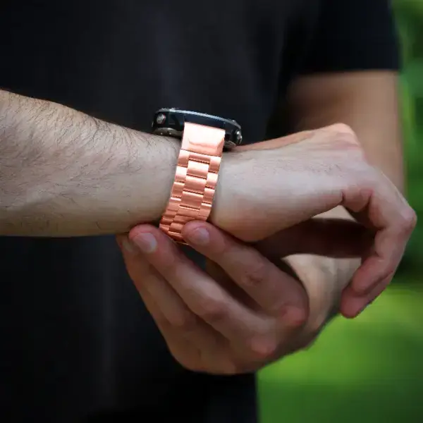 g.m11 Creative Oyster Style Bracelet For Garmin Fenix 6 Rose Gold