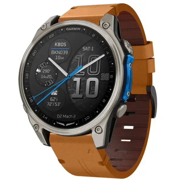 d2m2.g.l12.3 22 Main Whiskey Italian Leather Strap QuickFit 22 Watch Band For Garmin D2 Mach 2 – 47mm