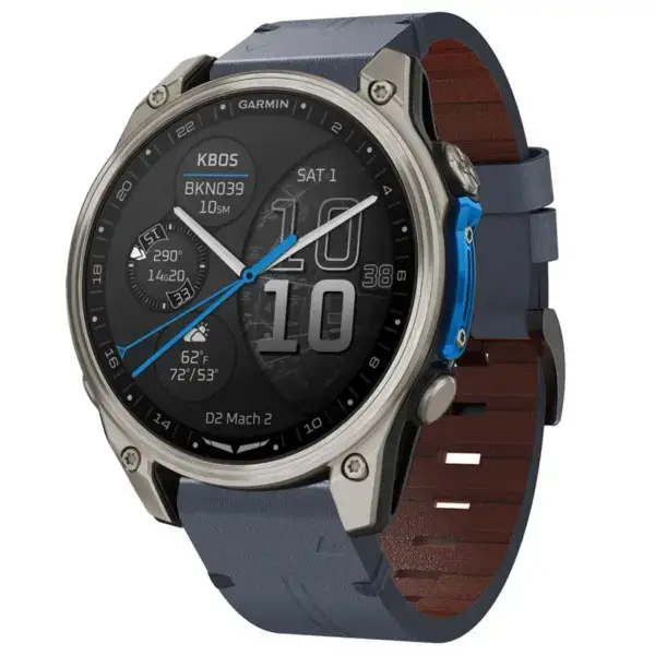 d2m2.g.l12.5 22 Main Slate Italian Leather Strap QuickFit 22 Watch Band For Garmin D2 Mach 2 – 47mm