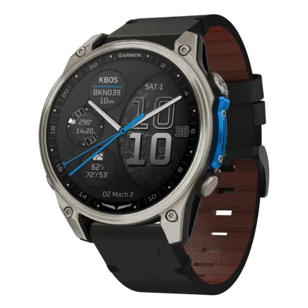 d2m2.g.l11.1 22 Main Onyx Vintage Italian Leather Strap QuickFit 22 Watch Band For Garmin D2 Mach 2 – 47mm