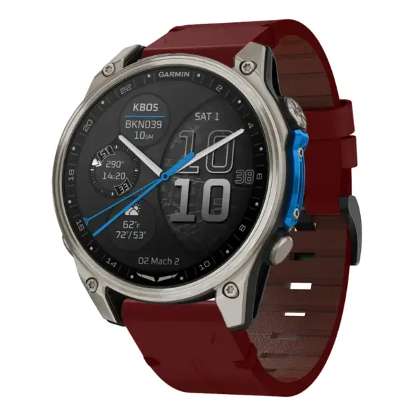 d2m2.g.l11.6 22 Main Wine Vintage Italian Leather Strap QuickFit 22 Watch Band For Garmin D2 Mach 2 – 47mm