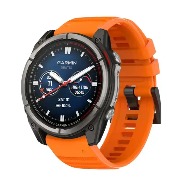 qtx8.g.r46.12 Main Orange StrapsCo Silicone Rubber Active Band QuickFit 26 Watch Band For Garmin Quatix 8 – 51mm