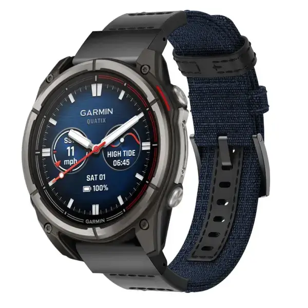 qtx8.g.ny1.5 Main Blue Rugged Canvas Band QuickFit 26 Watch Band For Garmin Quatix 8 – 51mm