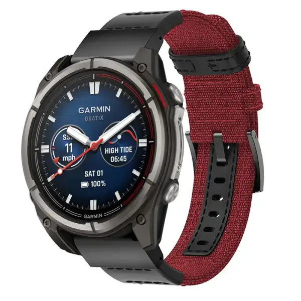 qtx8.g.ny1.6 Main Red Rugged Canvas Band QuickFit 26 Watch Band For Garmin Quatix 8 – 51mm