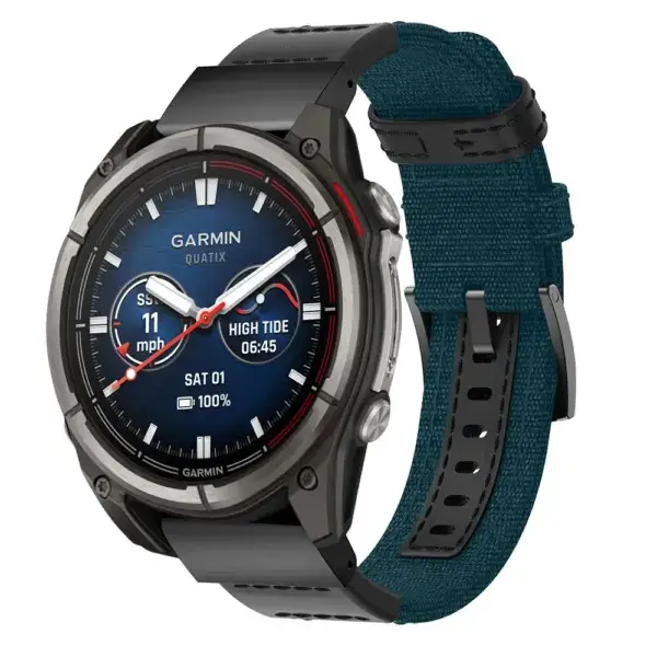 qtx8.g.ny1.11b Main Teal Rugged Canvas Band QuickFit 26 Watch Band For Garmin Quatix 8 – 51mm