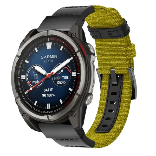 qtx8.g.ny1.10 Main Yellow Rugged Canvas Band QuickFit 26 Watch Band For Garmin Quatix 8 – 51mm