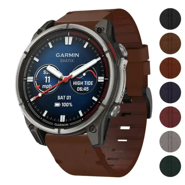 Vintage Italian leather strap for Garmin Quatix 8, 51mm. Available in multiple sizes (L, M, S) and colors. Perfect blend of style and durability for outdoor adventures