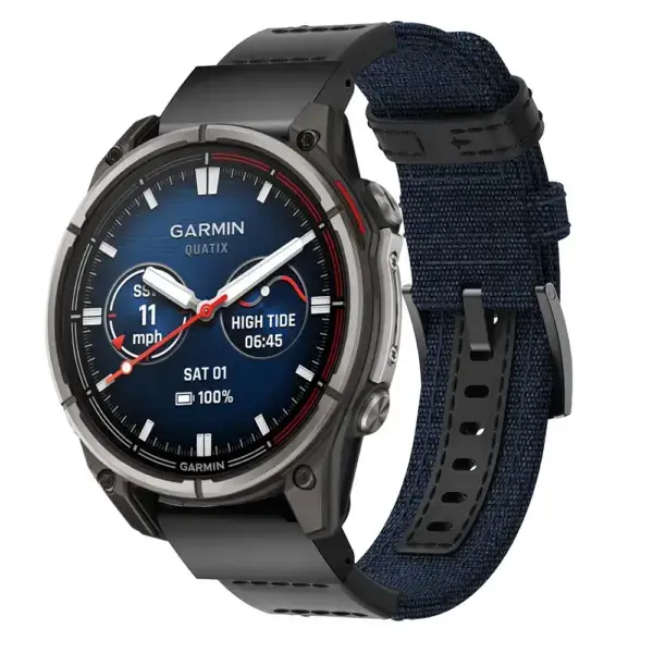 qtx8.g.ny2.5 Main Blue Rugged Canvas Band QuickFit 22 Watch Band For Garmin Quatix 8 – 47mm