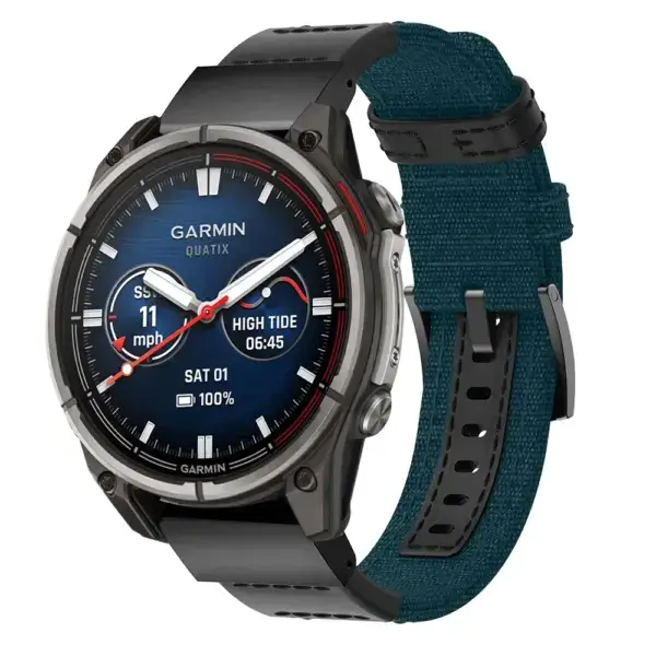 qtx8.g.ny2.11b Main Teal Rugged Canvas Band QuickFit 22 Watch Band For Garmin Quatix 8 – 47mm