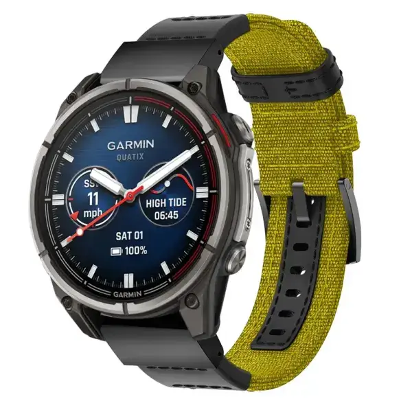 qtx8.g.ny2.10 Main Yellow Rugged Canvas Band QuickFit 22 Watch Band For Garmin Quatix 8 – 47mm