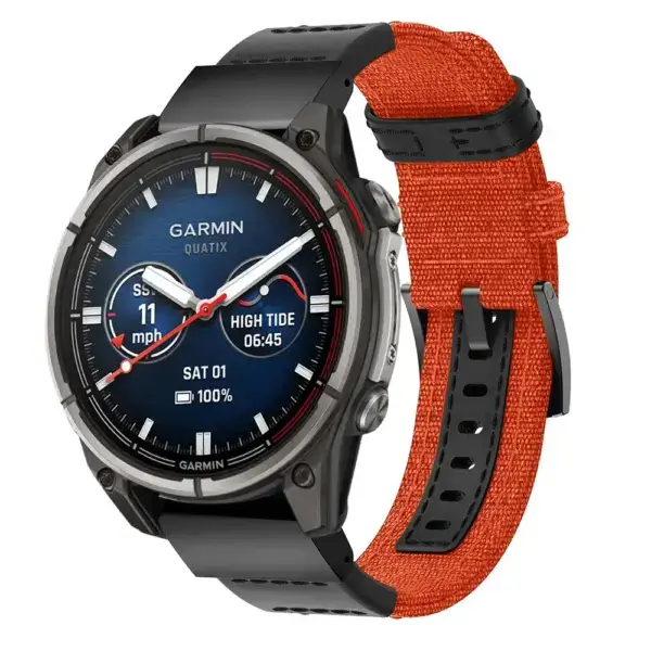 qtx8.g.ny2.13 Main Orange Rugged Canvas Band QuickFit 22 Watch Band For Garmin Quatix 8 – 47mm