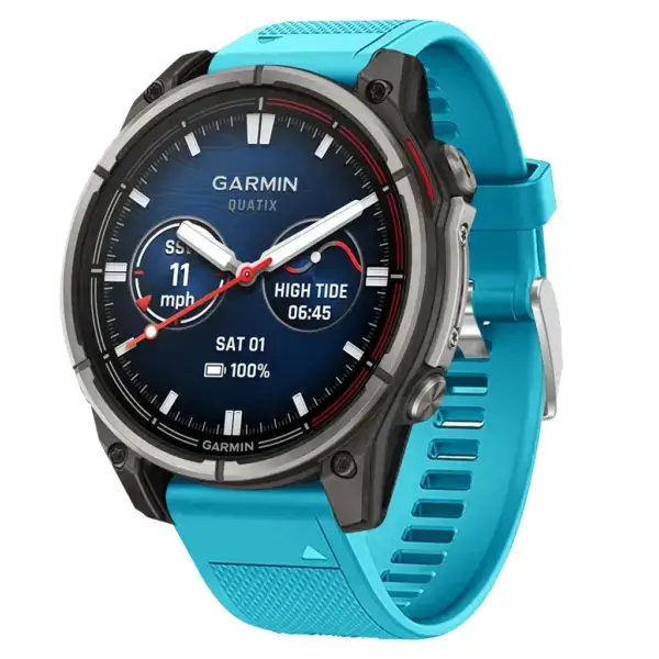qtx8.g.r18.5a Main Sky Blue Silicone Rubber Rugged Sport Strap QuickFit 22 Watch Band For Garmin Quatix 8 – 47mm