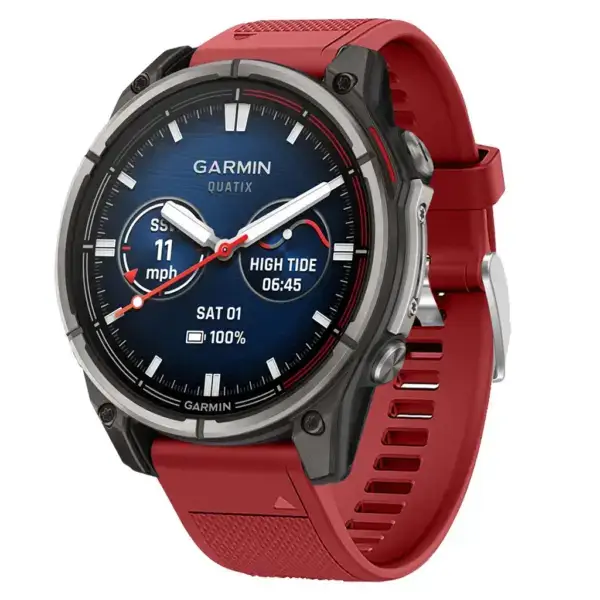 qtx8.g.r18.6 Main Red Silicone Rubber Rugged Sport Strap QuickFit 22 Watch Band For Garmin Quatix 8 – 47mm