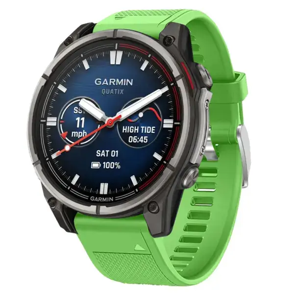 qtx8.g.r18.11 Main Green Silicone Rubber Rugged Sport Strap QuickFit 22 Watch Band For Garmin Quatix 8 – 47mm