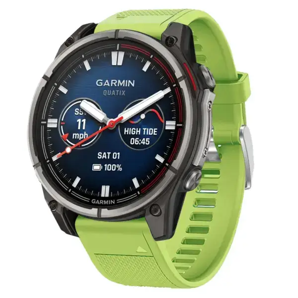 qtx8.g.r18.11a Main Lime Green Silicone Rubber Rugged Sport Strap QuickFit 22 Watch Band For Garmin Quatix 8 – 47mm