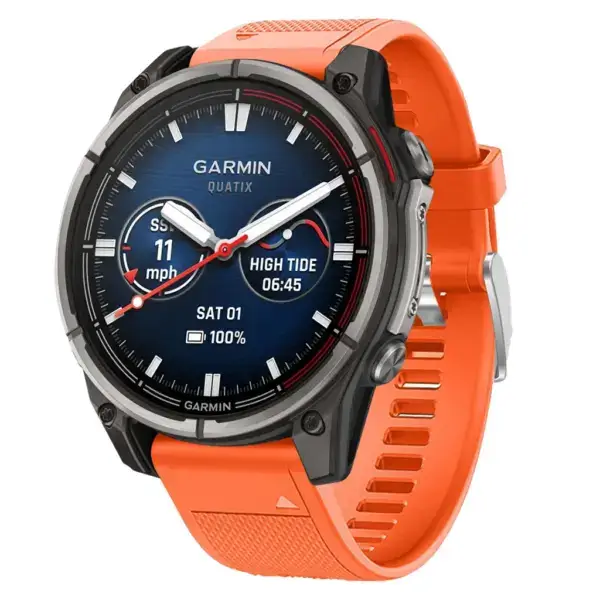 qtx8.g.r18.12 Main Orange Silicone Rubber Rugged Sport Strap QuickFit 22 Watch Band For Garmin Quatix 8 – 47mm