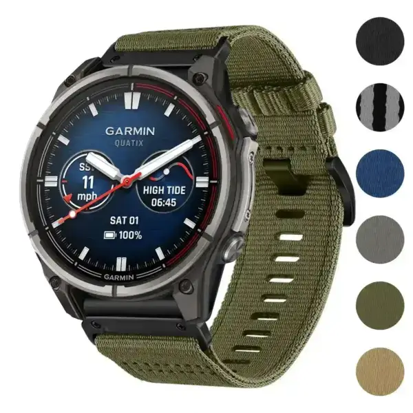 Pro Seatbelt Strap for Garmin Quatix 8 – 47mm. Durable and stylish, available in multiple sizes (S, M, L) and colors, perfect for outdoor adventures and everyday wear