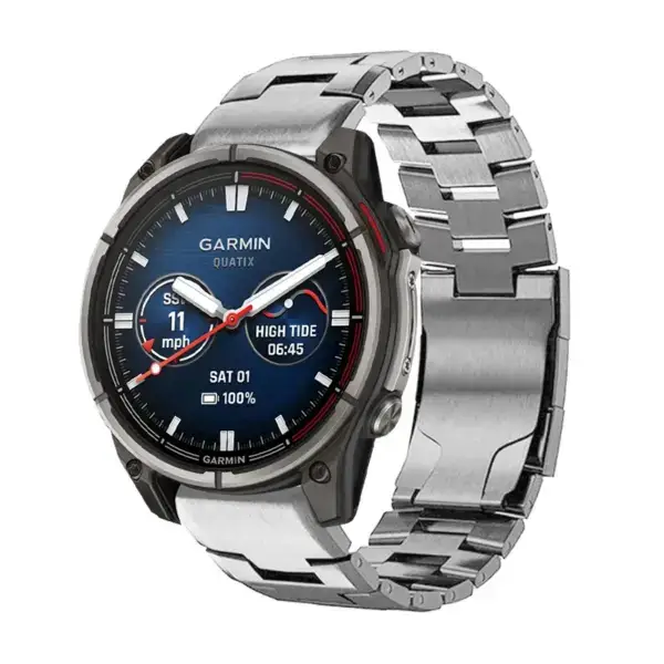 qtx8.g.m14.ss 22 Main Silver Metal Vented Titanium Bracelet QuickFit 22 For Garmin Quatix 8 – 47mm