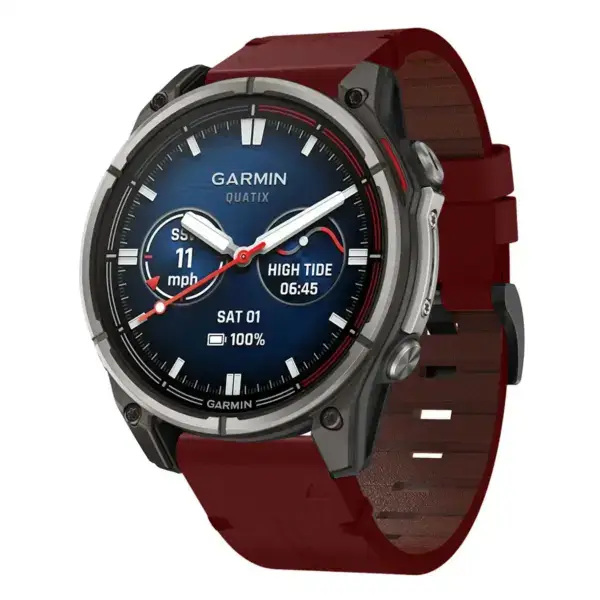 qtx8.g.l11.6 22 Main Wine Vintage Italian Leather Strap QuickFit 22 Watch Band For Garmin Quatix 8 – 47mm