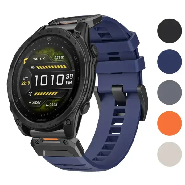 Elite FKM Strap for Garmin Tactix 8, 51mm, featuring a durable design in various colors. Available in sizes L, M, and S for a customizable fit