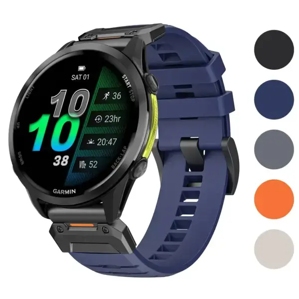 Elite FKM Strap for Garmin Forerunner 970 in navy blue. Compatible with Forerunner 970. Available in sizes L, M, S. Durable and stylish for active lifestyles
