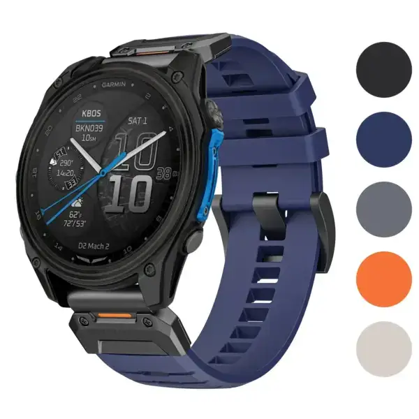 Elite FKM strap designed for the Garmin D2 Mach 2, available in 51mm size. Features a durable, comfortable design in various colors for a stylish look