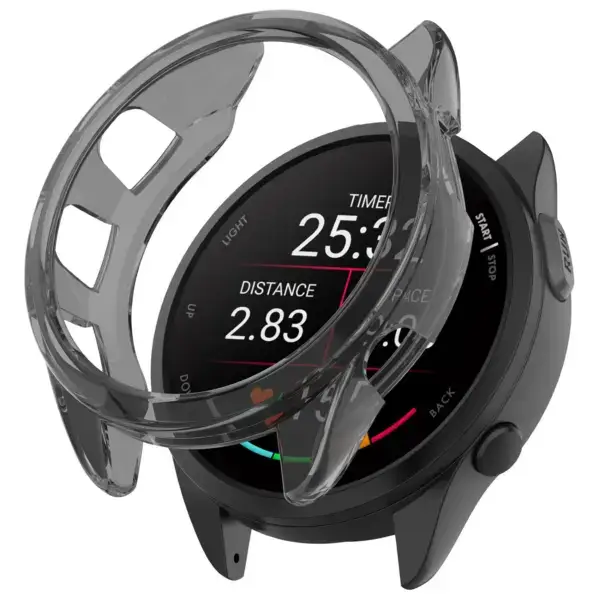 g.pc78.1 Clear Black Main StrapsCo Armor Case for Garmin Forerunner 165