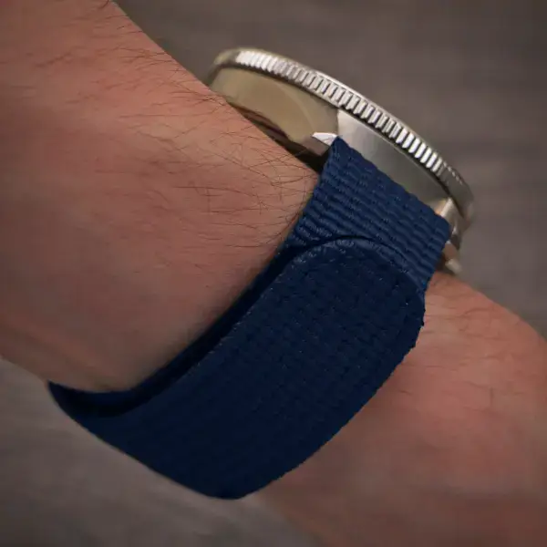 nt18.5 Wrist Blue StrapsCo One Piece Field Strap Nylon Hook & Loop Watch Band 20mm 22mm