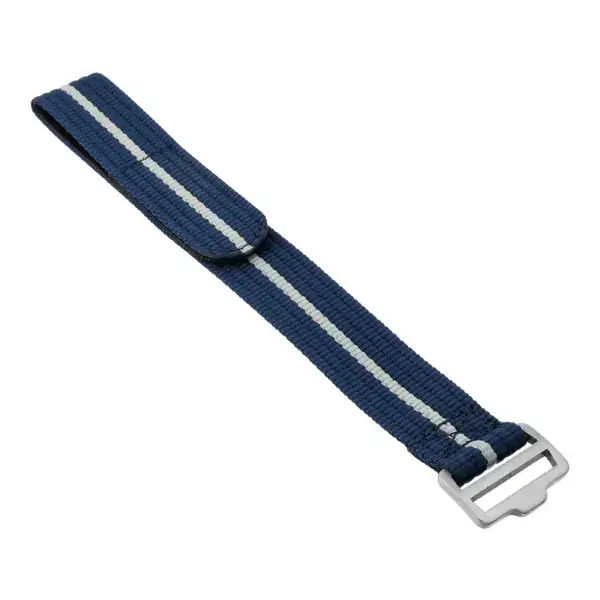 nt18.5.22 Angle Blue & White StrapsCo One Piece Field Strap Nylon Hook & Loop Watch Band 20mm 22mm