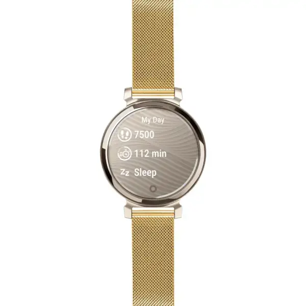 g.lil2.m111.yg 14 Main Yellow Gold Pro Mesh Strap 14mm Quick Release For Garmin Lily 2