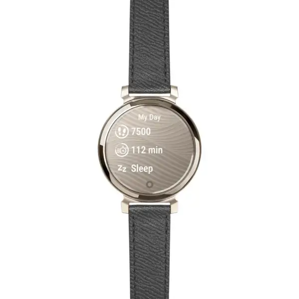 g.lil2.ks7.1 14 Main Black Classic Textured Leather Strap 14mm Quick Release For Garmin Lily 2