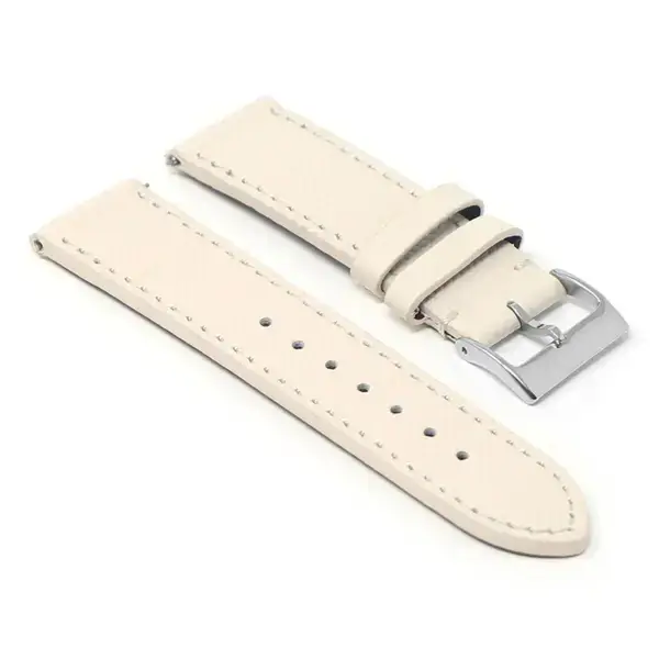 ks7.17 Angle Beige StrapsCo DASSARI Flat Pebbled Leather Band Genuine Leather Watch Strap