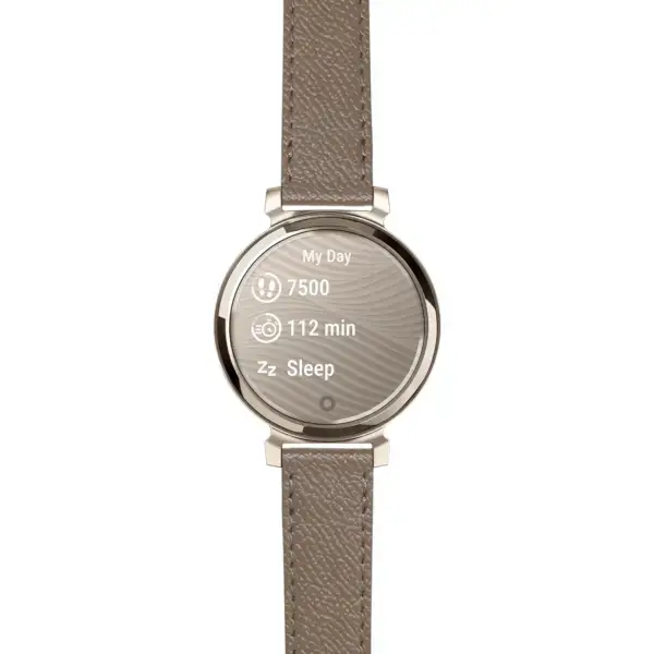 g.lil2.ks7.2 14 Main Brown Classic Textured Leather Strap 14mm Quick Release For Garmin Lily 2