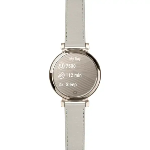 g.lil2.ks7.7 Main Grey Classic Textured Leather Strap 14mm Quick Release For Garmin Lily 2