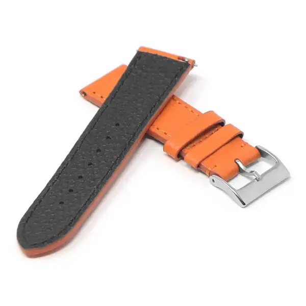 ks7.12 Cross Orange StrapsCo DASSARI Flat Pebbled Leather Band Genuine Leather Watch Strap